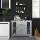 Buffet Sideboard with 2 Drawers &amp; 3 Cabinets for Kitchen &amp; Living Room-Grey