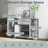 Buffet Sideboard with 2 Drawers &amp; 3 Cabinets for Kitchen &amp; Living Room-Grey