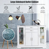 Buffet Sideboard with 2 Drawers &amp; 3 Cabinets for Kitchen &amp; Living Room-White