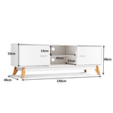 Modern Wooden TV Stand with Double Door and 2 Storage Shelves for TVs up to 60 Inches