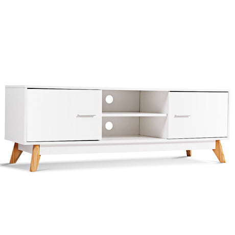 Modern Wooden TV Stand with Double Door and 2 Storage Shelves for TVs up to 60 Inches