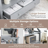 3-Tier Storage Rack End table Side Table with Slide Drawer -Gray