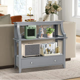 3-Tier Storage Rack End table Side Table with Slide Drawer -Gray
