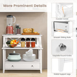 3 Tier Console Table with a Large Drawer for Living Room-White
