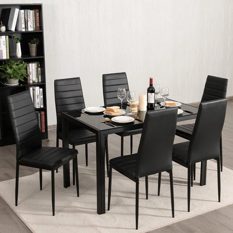 Set of 6 High Back Dining Chairs-Set of 6