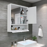 Bathroom Double Mirror Door Wall Mount Storage Wood Cabinet