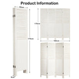 Portable 4 Panel Folding Wooden Room Divider for Home &amp; Office-White