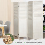 Portable 4 Panel Folding Wooden Room Divider for Home &amp; Office-White