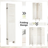 Portable 4 Panel Folding Wooden Room Divider for Home &amp; Office-White