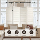 Portable 4 Panel Folding Wooden Room Divider for Home &amp; Office-White