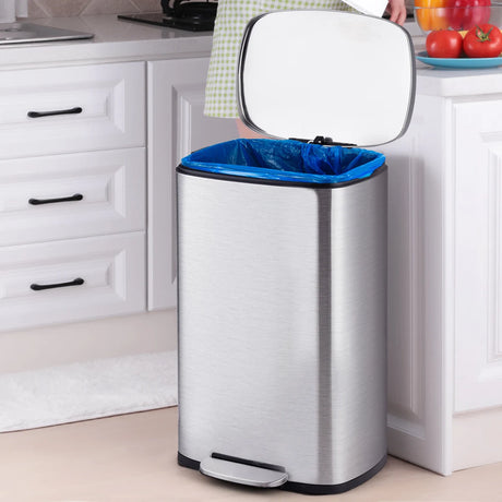 13.2 gallon stainless steel trash can with Removable Inner Bucket for Home Use