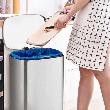 13.2 gallon stainless steel trash can with Removable Inner Bucket for Home Use