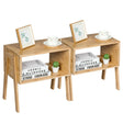 2 Pieces Bamboo Nightstand Sofa Table with Storage Shelf