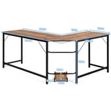 Wood L-Shaped Computer Desk with Adjustable Foot Pad