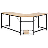 Wood L-Shaped Computer Desk with Adjustable Foot Pad