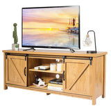 TV Stand Media Center Console Cabinet with Sliding Barn Door- Golden