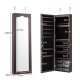 5 LEDs Lockable Mirror Jewelry Cabinet Armoire with 6 Drawers-Coffee