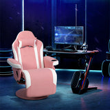 Electric Massage Gaming Chair with Cup Holder and Side Pouch-Pink