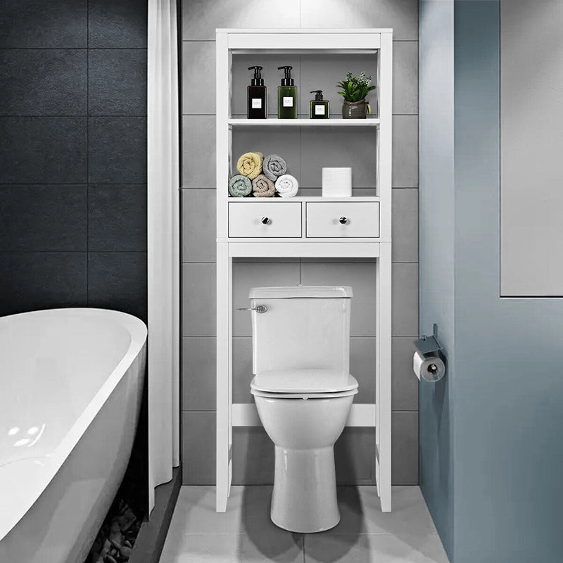 X-Frame Over The Toilet Bathroom Storage Shelf with 2 Drawers