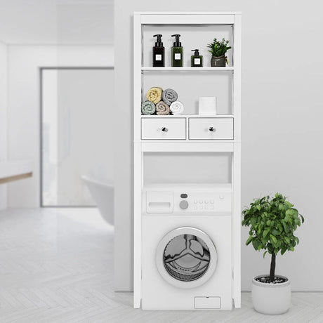 X-Frame Over The Toilet Bathroom Storage Shelf with 2 Drawers