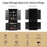 Cupboard Freestanding Kitchen Cabinet w/ Adjustable Shelves-Black