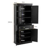 Cupboard Freestanding Kitchen Cabinet w/ Adjustable Shelves-Black