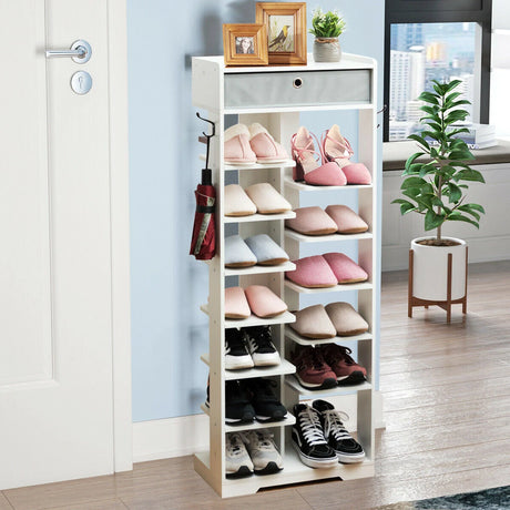 13-tier Vertical Shoe Rack with Removable Drawer