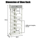 13-tier Vertical Shoe Rack with Removable Drawer