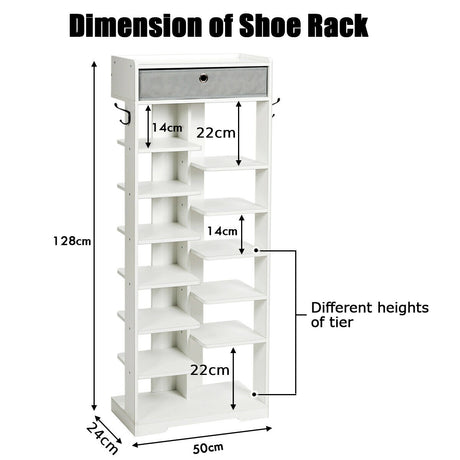 13-tier Vertical Shoe Rack with Removable Drawer