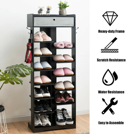 13-tier Vertical Shoe Rack with Removable Drawer