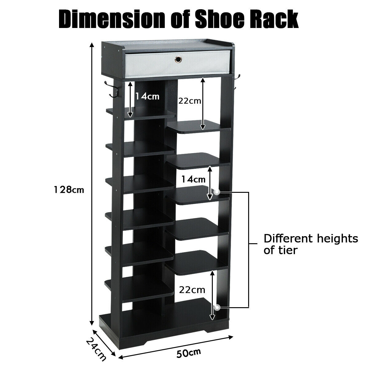 13-tier Vertical Shoe Rack with Removable Drawer