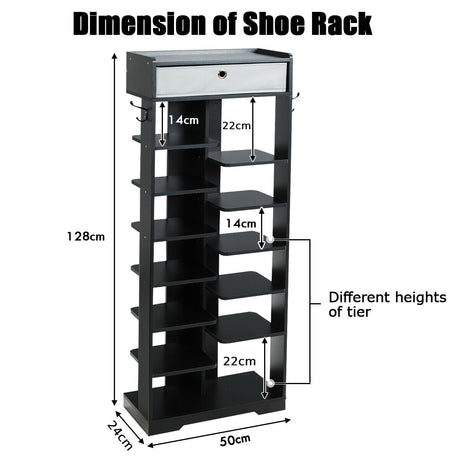 13-tier Vertical Shoe Rack with Removable Drawer