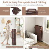 Folding Single Guest Bed with Mattress &amp; Metal Frame-Coffee
