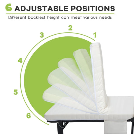Folding Single Guest Bed with Mattress &amp; Metal Frame-White