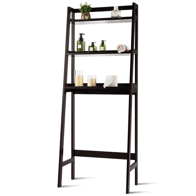 3-Tier Wood Over the Toilet Storage Rack for Bathroom &amp; Laundry-Brown