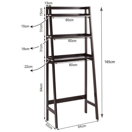 3-Tier Wood Over the Toilet Storage Rack for Bathroom &amp; Laundry-Brown