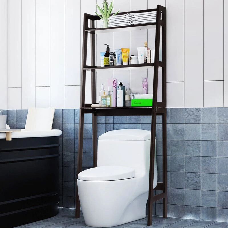 3-Tier Wood Over the Toilet Storage Rack for Bathroom &amp; Laundry-Brown