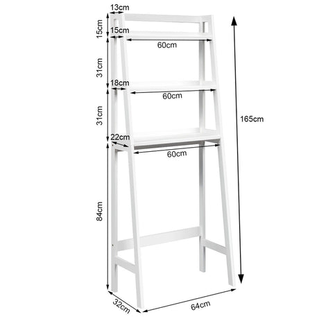 3-Tier Wood Over the Toilet Storage Rack for Bathroom &amp; Laundry-White
