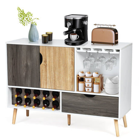 Mid-Century Buffet Sideboard Wooden Storage Cabinet