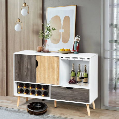 Mid-Century Buffet Sideboard Wooden Storage Cabinet
