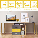 L-Shaped Computer Desk for Two Person with 3 Storage Drawers and Shelves