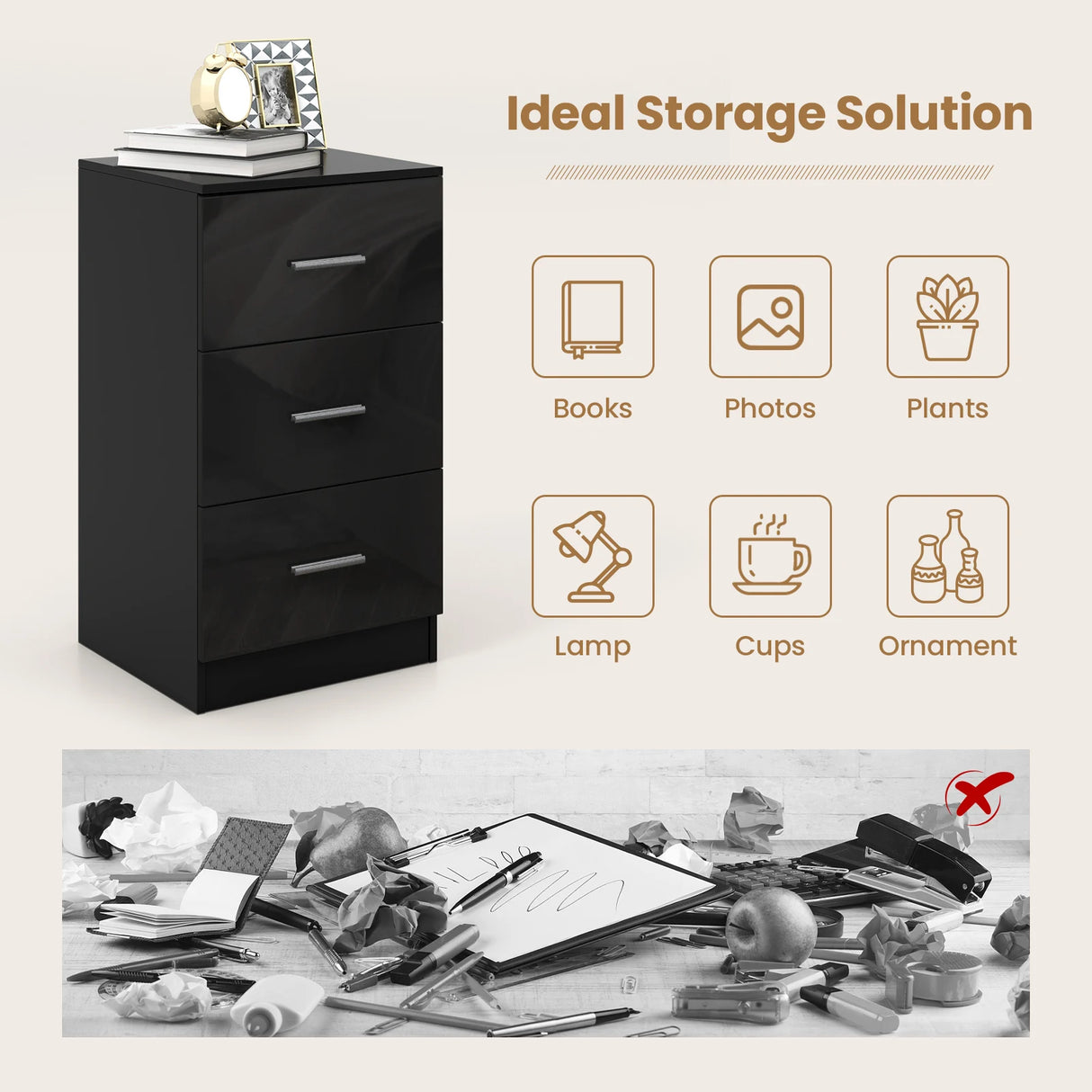 Office cabinet with 3 drawers