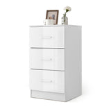 3 Drawer Bedside Table High Gloss 37.1 x 34.2 x 66.5 cm White