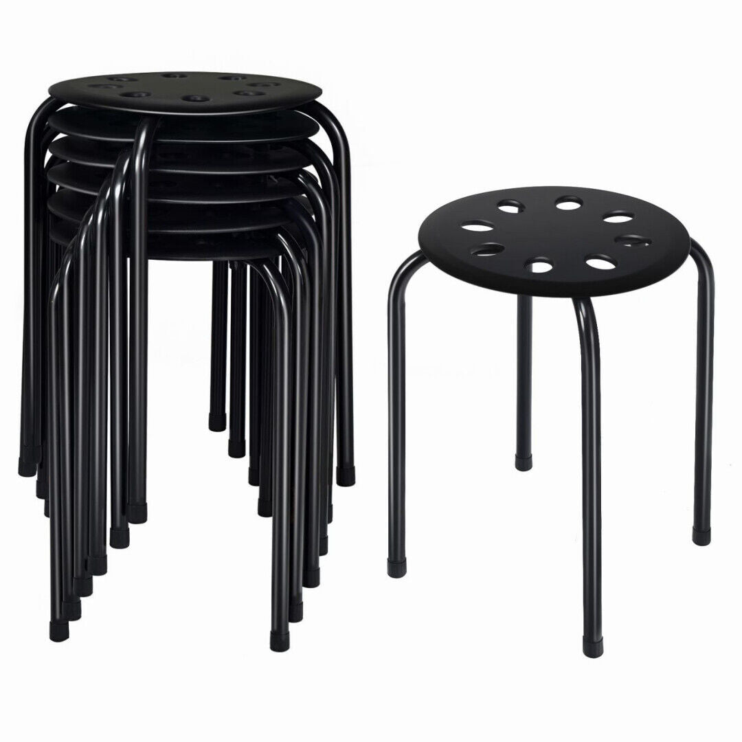 Set of 6 Portable Plastic Stack Stools -Black