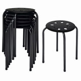Set of 6 Portable Plastic Stack Stools -Black