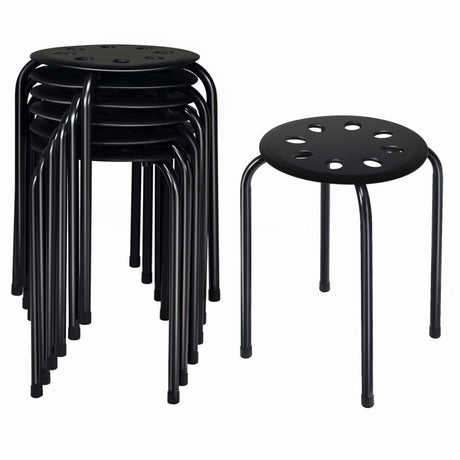 Set of 6 Portable Plastic Stack Stools -Black