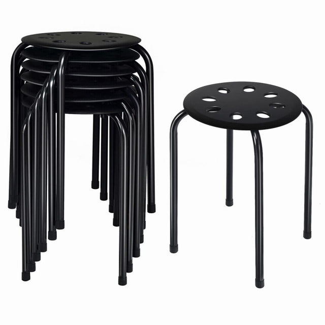 Set of 6 Portable Plastic Stack Stools -Black