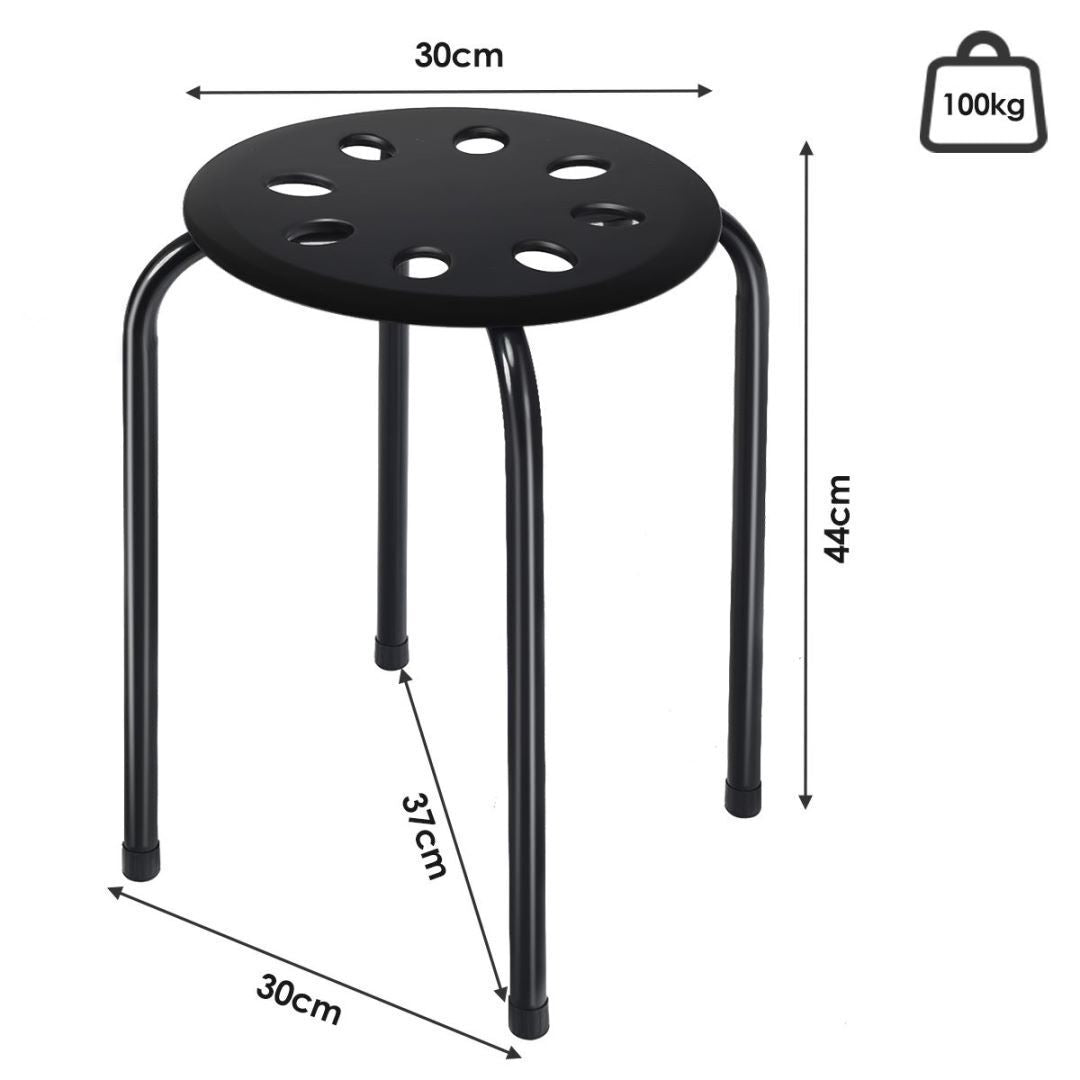 Set of 6 Portable Plastic Stack Stools -Black