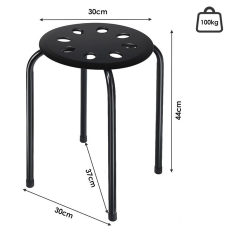 Set of 6 Portable Plastic Stack Stools -Black