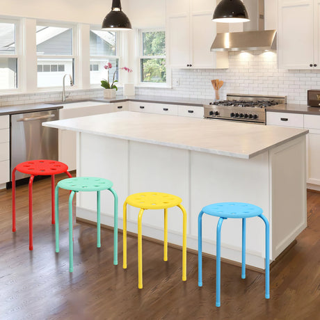 Set of 6 Portable Plastic Stack Stools -Multicolor